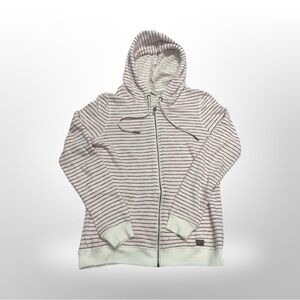 Roxy~ ‎ Y2K Surfer Brand Red/white  Striped Jacket With Hood Women's L